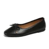 Women's Leather Bow Flat Shoes