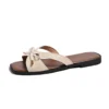 Square Toe Bow Slide Sandals