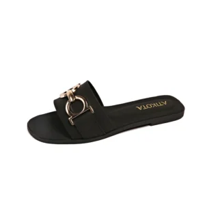 Faux Leather Buckle Slides