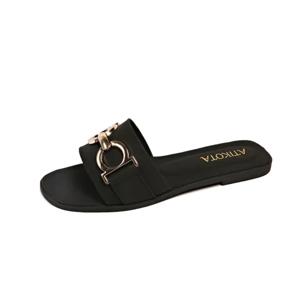 Faux Leather Buckle Slides