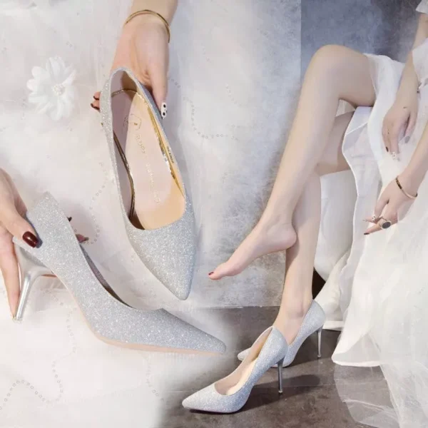 Women Crystal Pointed Heels