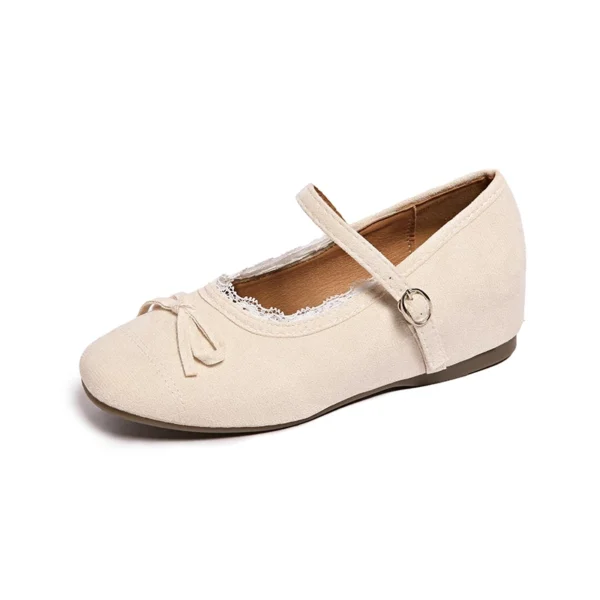 Suede Bow Mary Jane Flats