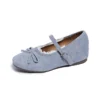 Suede Bow Mary Jane Flats
