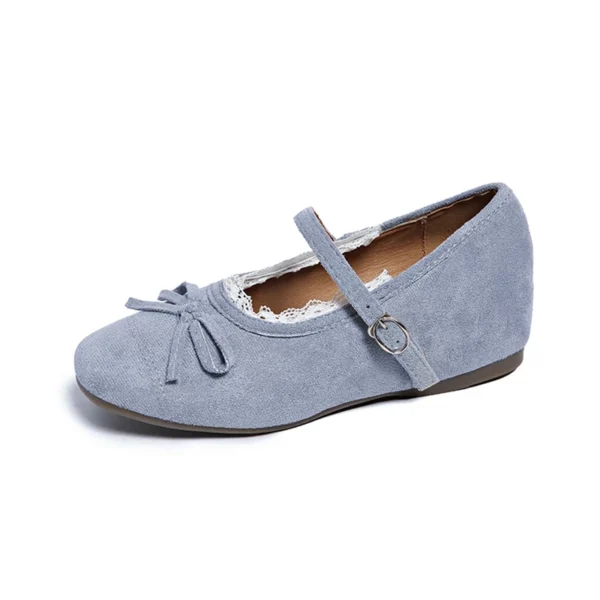 Suede Bow Mary Jane Flats