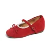 Suede Bow Mary Jane Flats