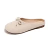 Suede Bow Mule Slides