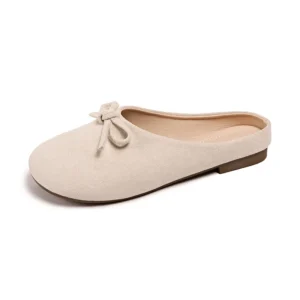 Suede Bow Mule Slides