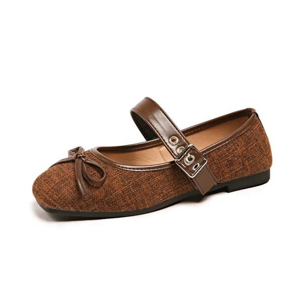 Linen Bow Mary Jane Flats