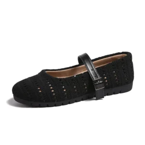 Hollow Knit Mary Jane Shoes