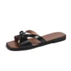Square Toe Bow Slide Sandals