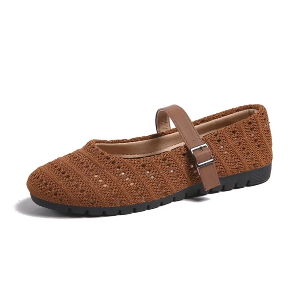 Hollow Knit Mary Jane Shoes