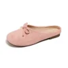Suede Bow Mule Slides