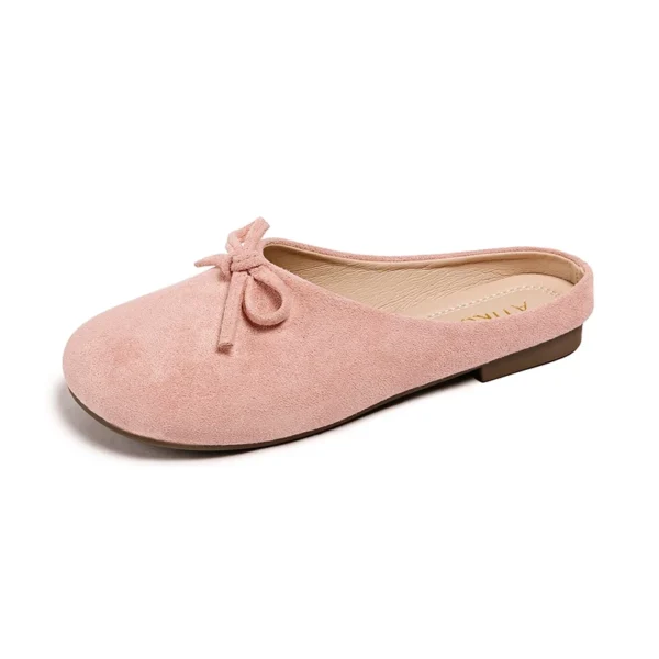Suede Bow Mule Slides