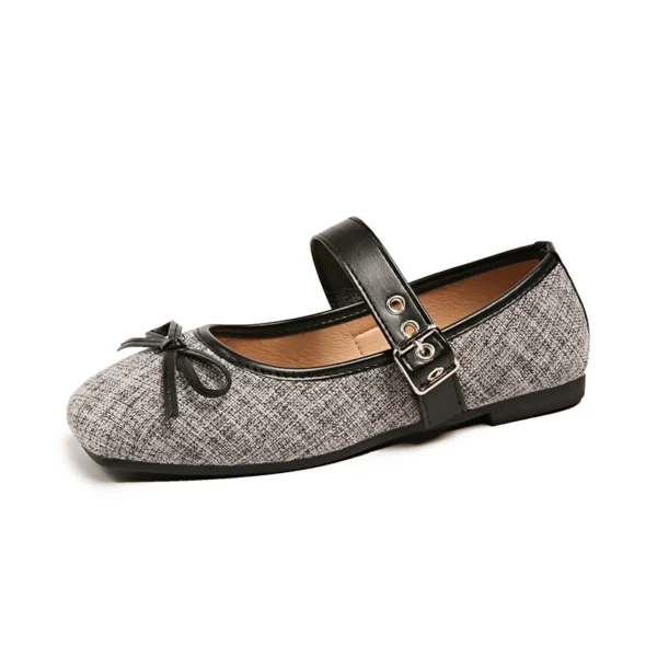 Linen Bow Mary Jane Flats